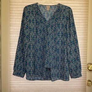 Chico’s long-sleeve blouse size 1 geometric floral design